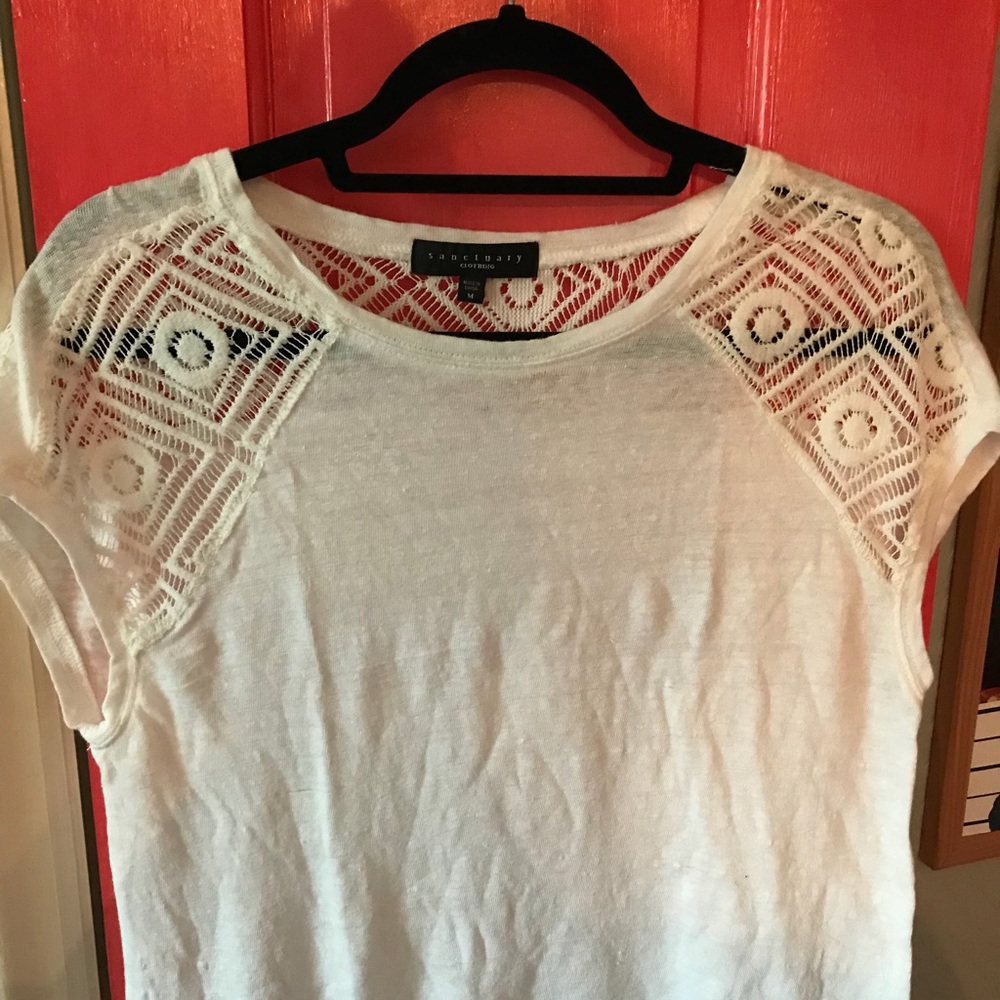 SANCTUARY WHITE CROCHET TOP